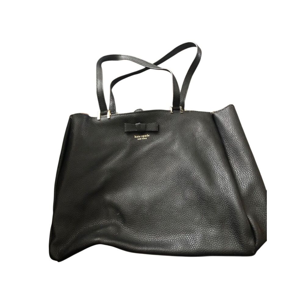 Kate spade hayes street Mandy Maryanne black cow leather bow  shoulder bag leath - Picture 2 of 10